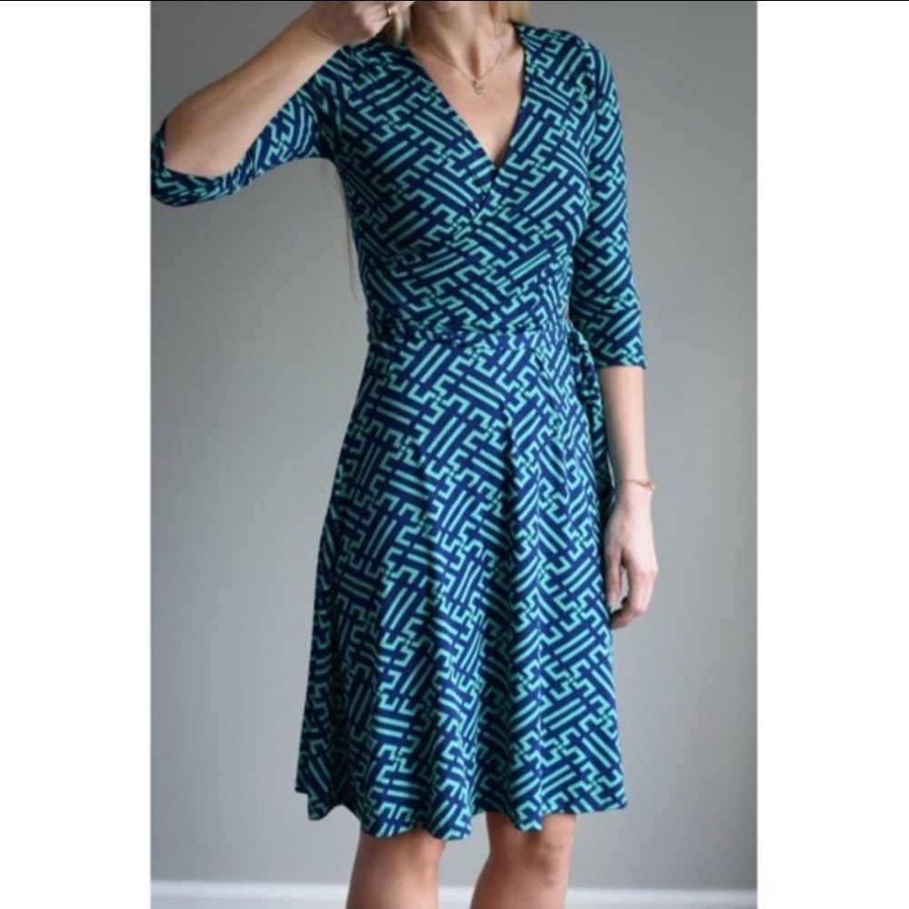 41 Hawthorne Navy Green Dress Style D8123 Women's Size XS
